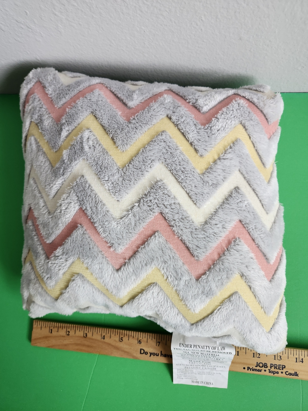 Comfort Bay Kids Glow in the Dark Toss Pillow-Gray & Yellow Chevron 12.5"x12.5"